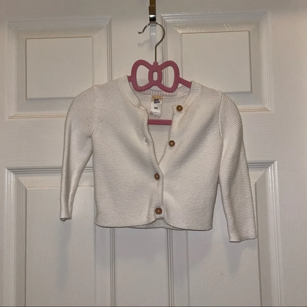 Baby B’Gosh Classic Preppy White Cotton Knit Button Down Cardigan 9 Months